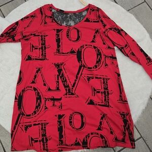 Cacique Red and Black Graphic Sleep Tunic